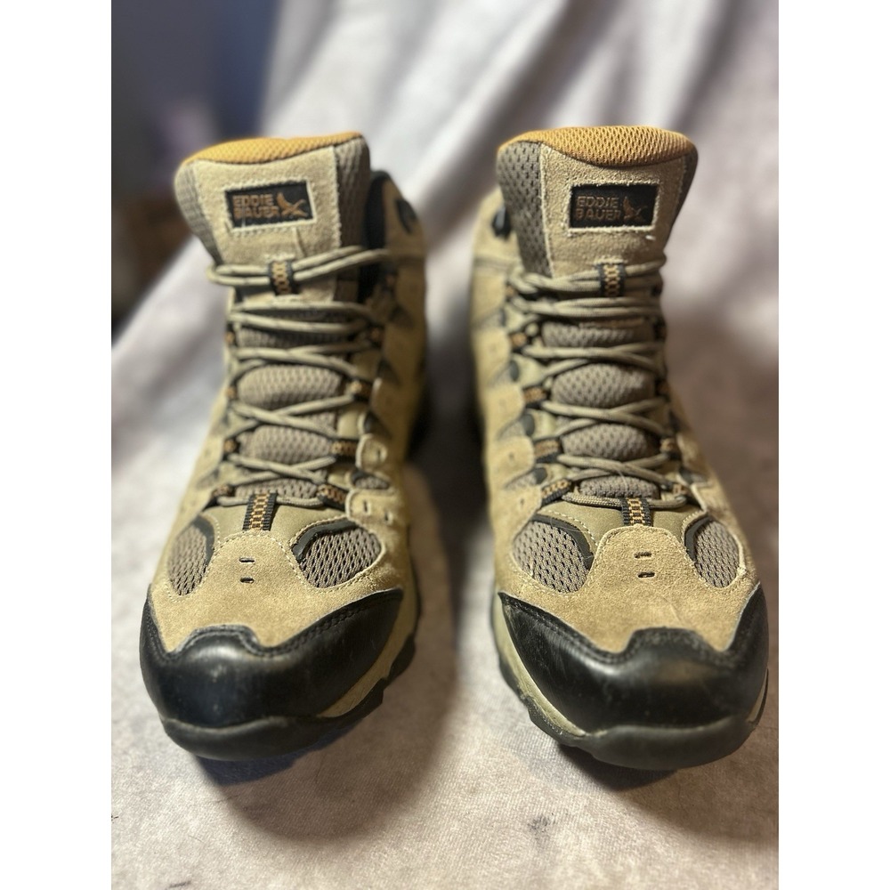Eddie Bauer Men's Waterproof Hiking Boots Size 9.5 Brown Suede Trail Outdoor